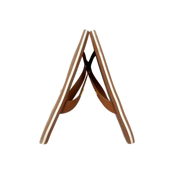 Ralph Lauren Ryanne Sandals Thong Wedge Flip Flops Leather Brown Women's Size 9B - Picture 5 of 8